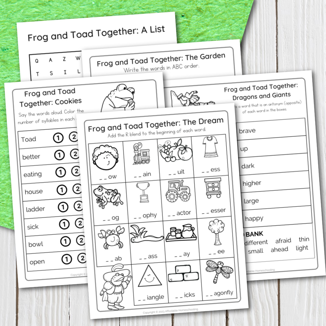 Frog and Toad Together Worksheets A Fun Book Companion