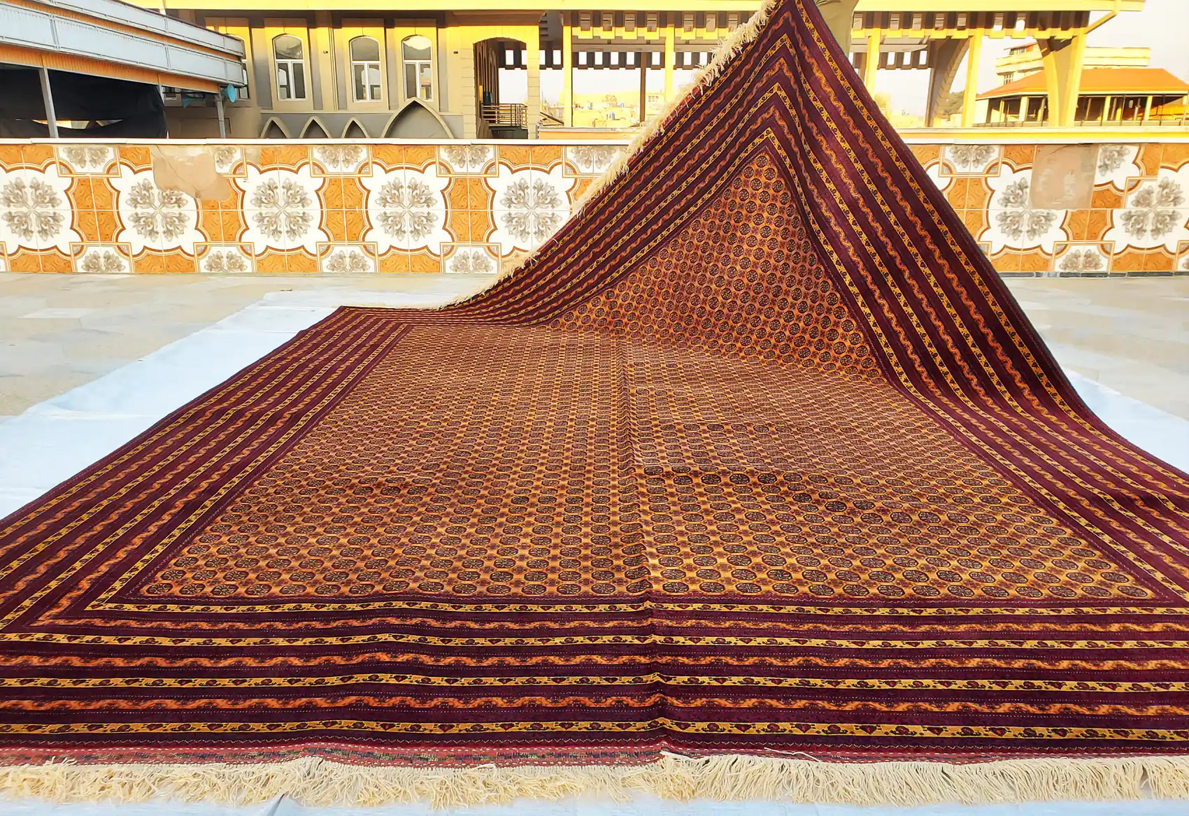 Golden Color Large Khoja Roshani Rug, Master Work Belgian HandKnotted