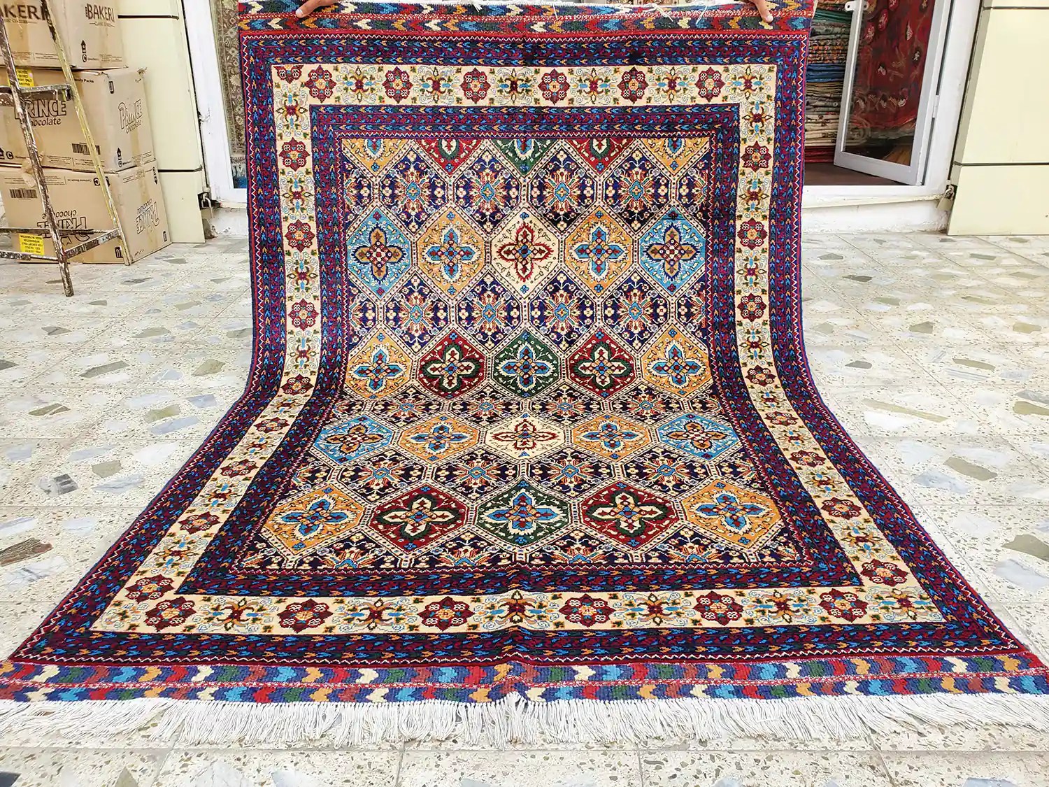 Kashi Design Afghan Rug, Turkmen Handknotted Wool Rug, 2m x 1.5m 4