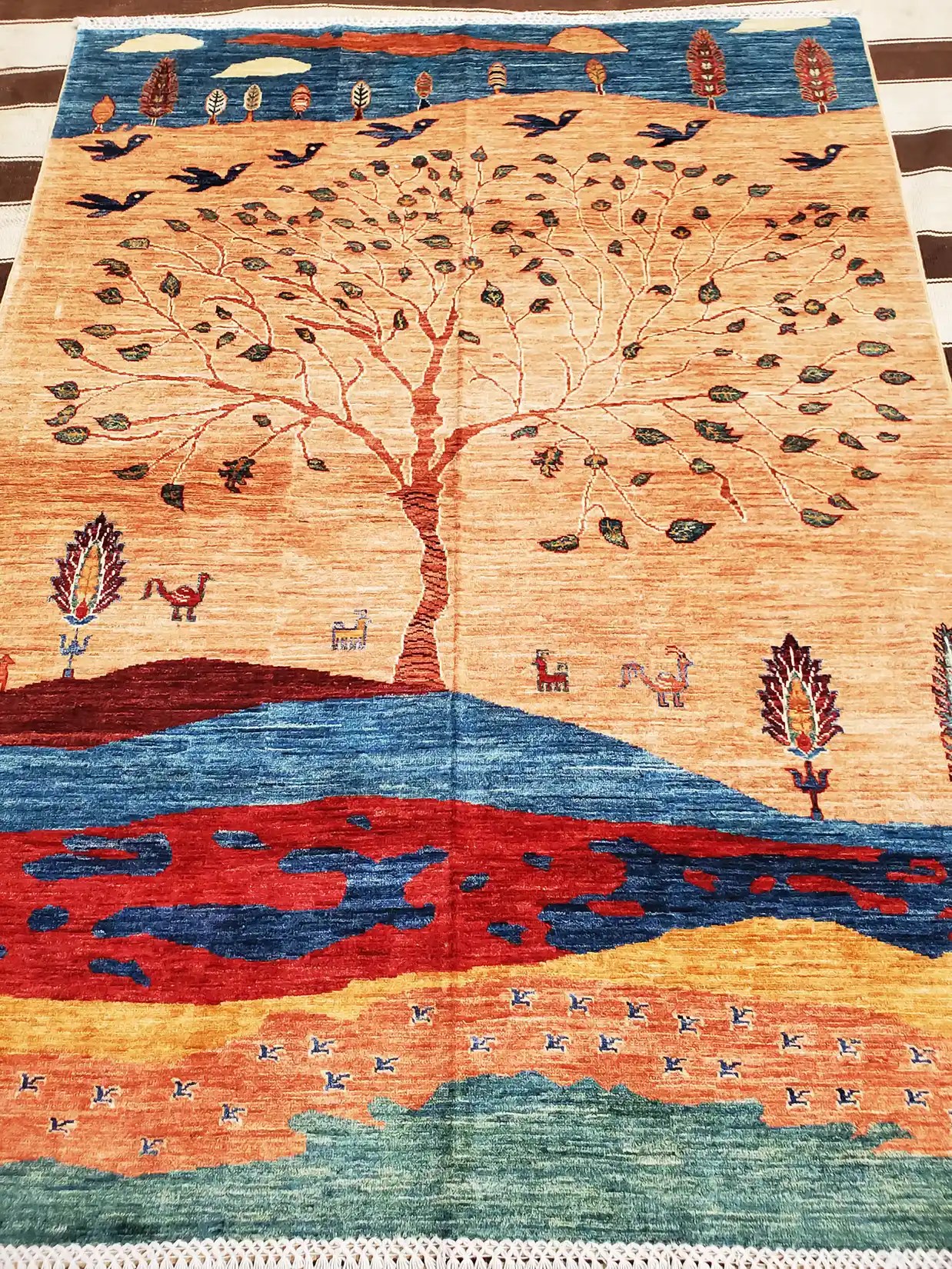 Tree of Life Gabbeh Rug, Afghan HandKnotted Ziegler Artistic Rug 6