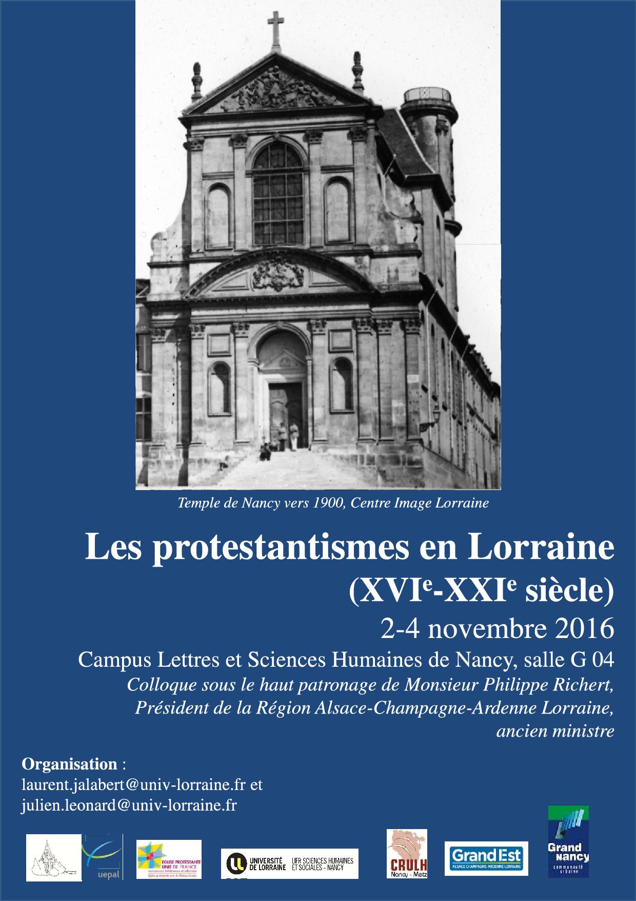 Colloque Les Protestantismes En Lorraine A L Epoque Moderne Et