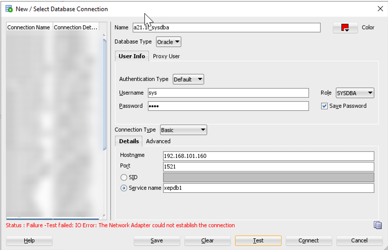 The Network Adapter could not establish the connection El adaptador