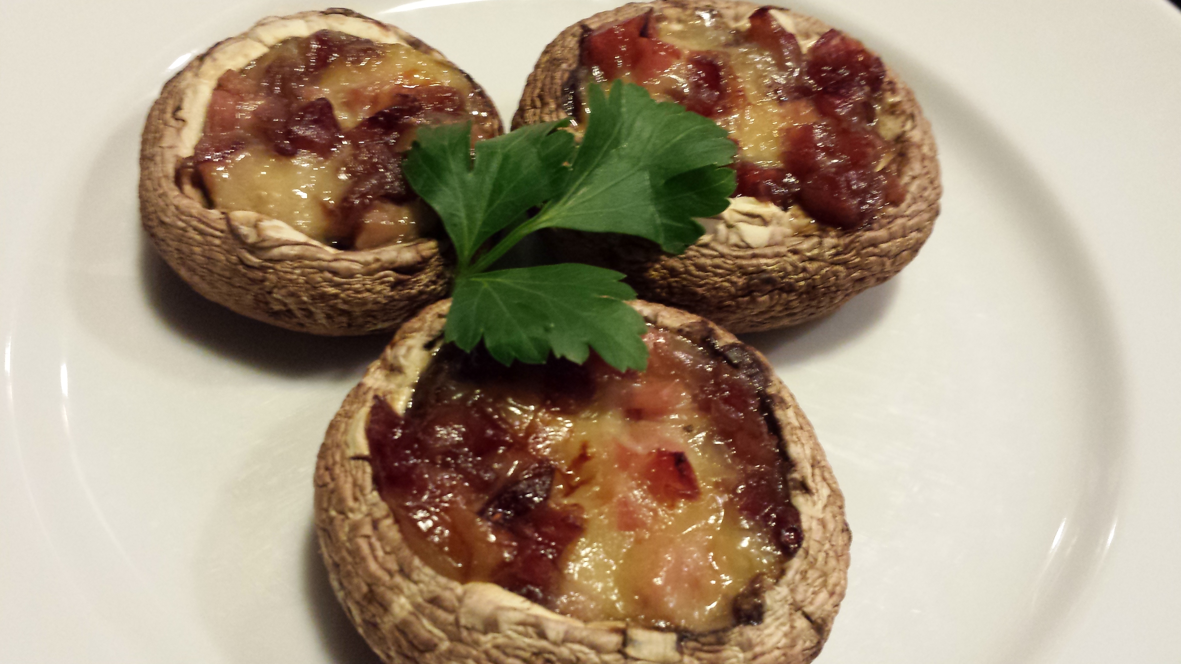 Stuffed Mushroom Caps with Brie, Ham and Dried Cranberries A Food