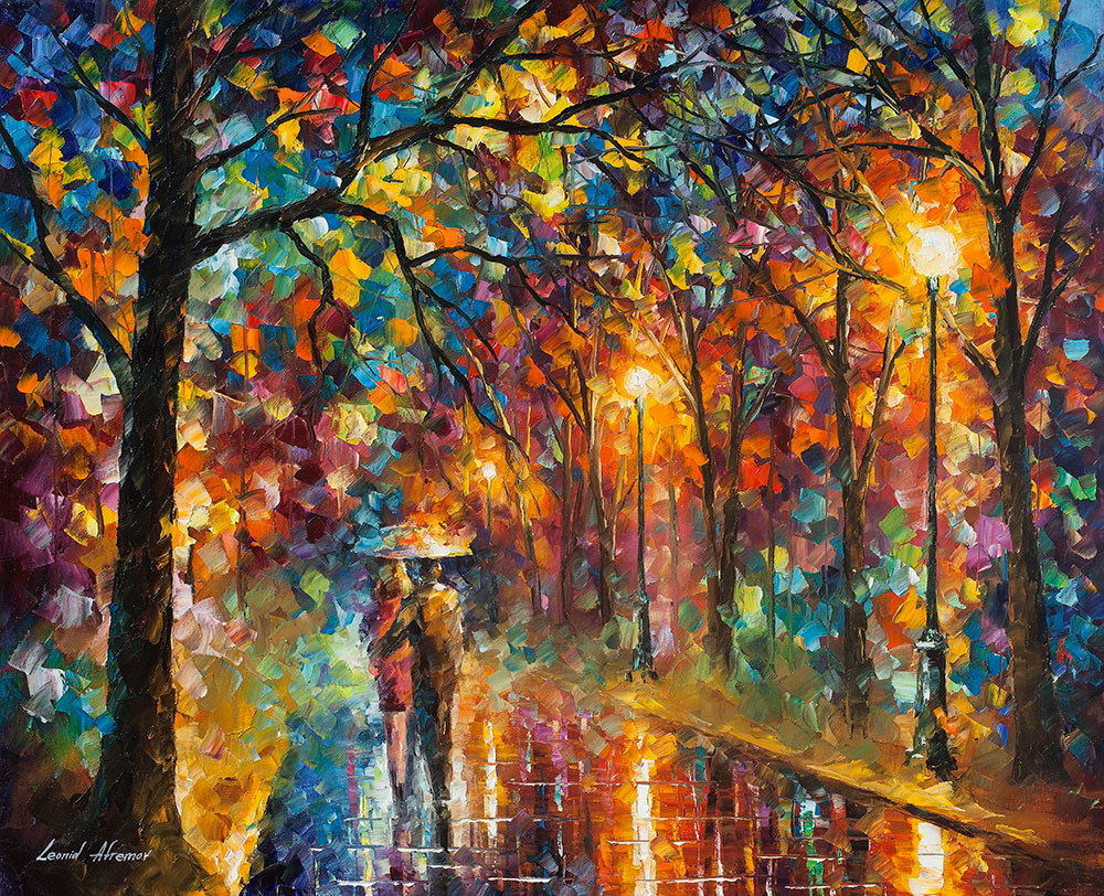 Walking in the Rain Painting Free Shipping