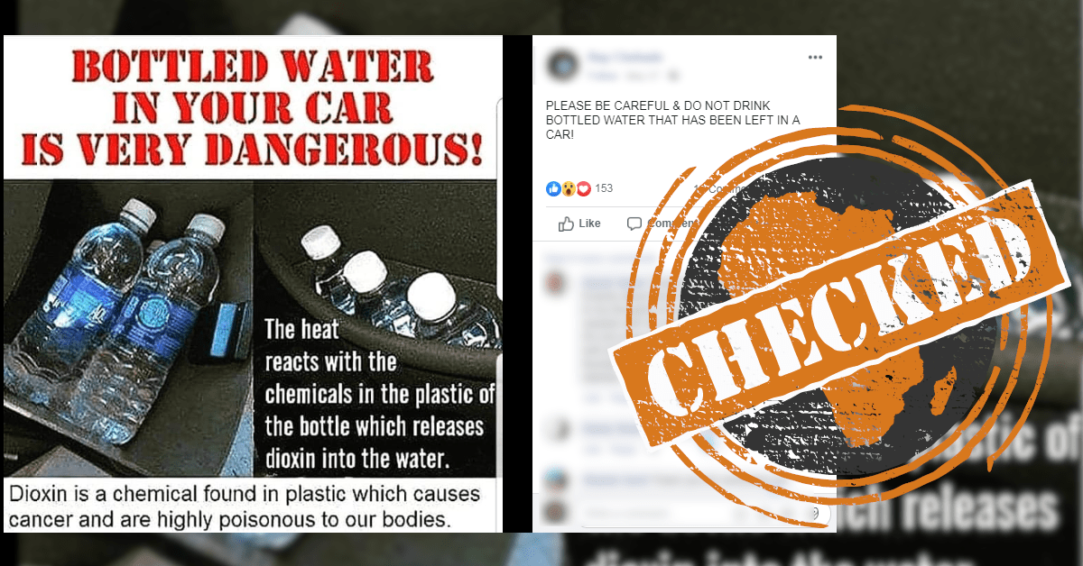 No dioxins in plastics used to bottle water but leaving bottles in