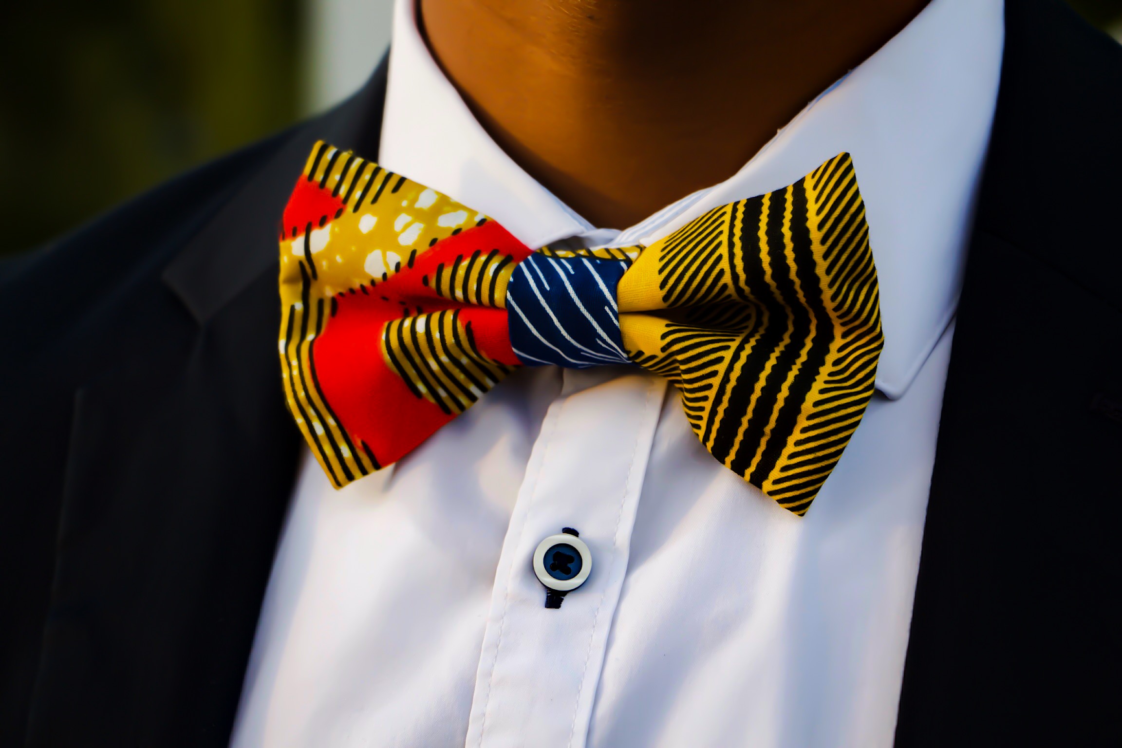 Patterned Print Bow Tie Afro Dock