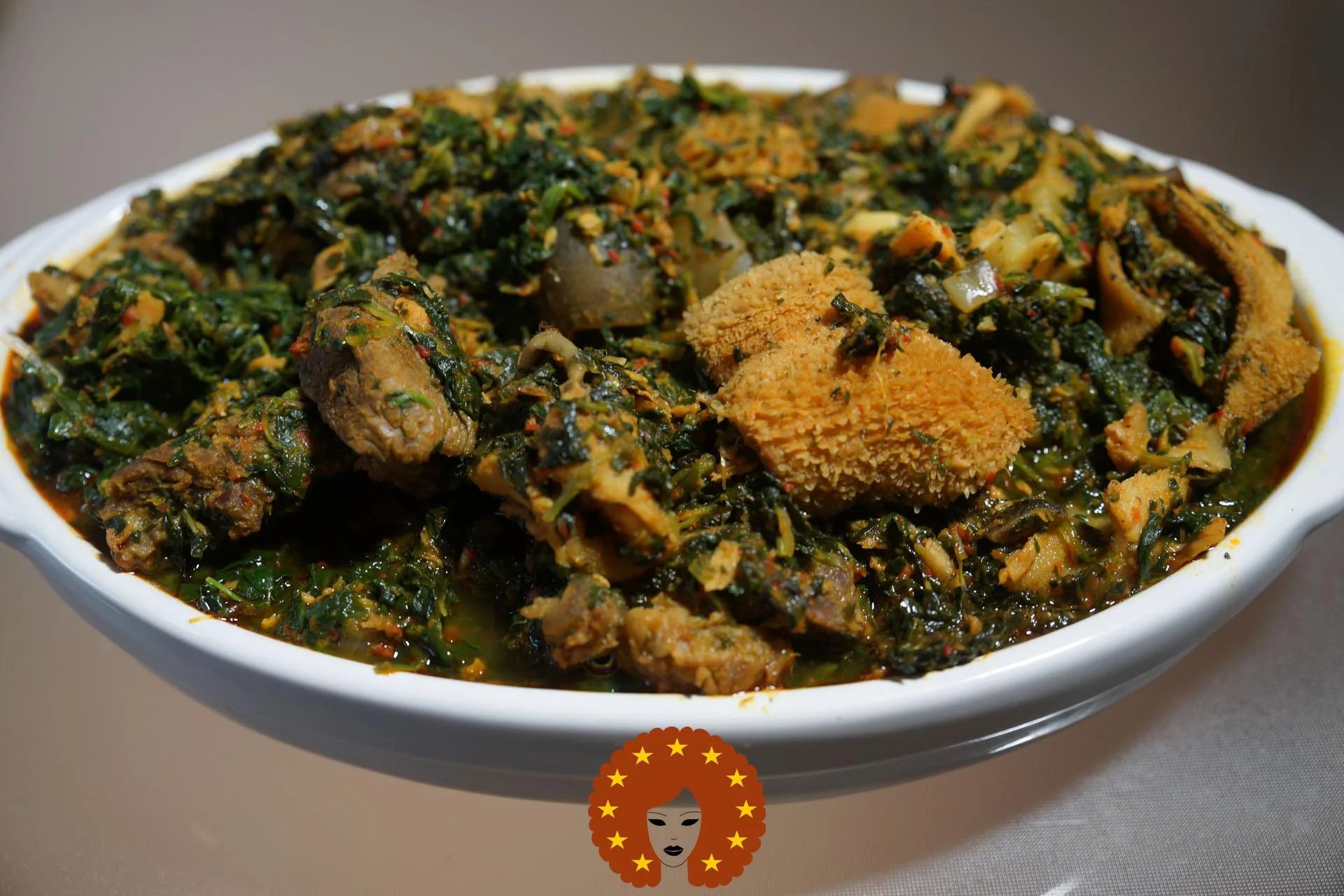 Efo Riro Nigerian Spinach Recipe Dish With Assorted Meat Afropean Kitchen