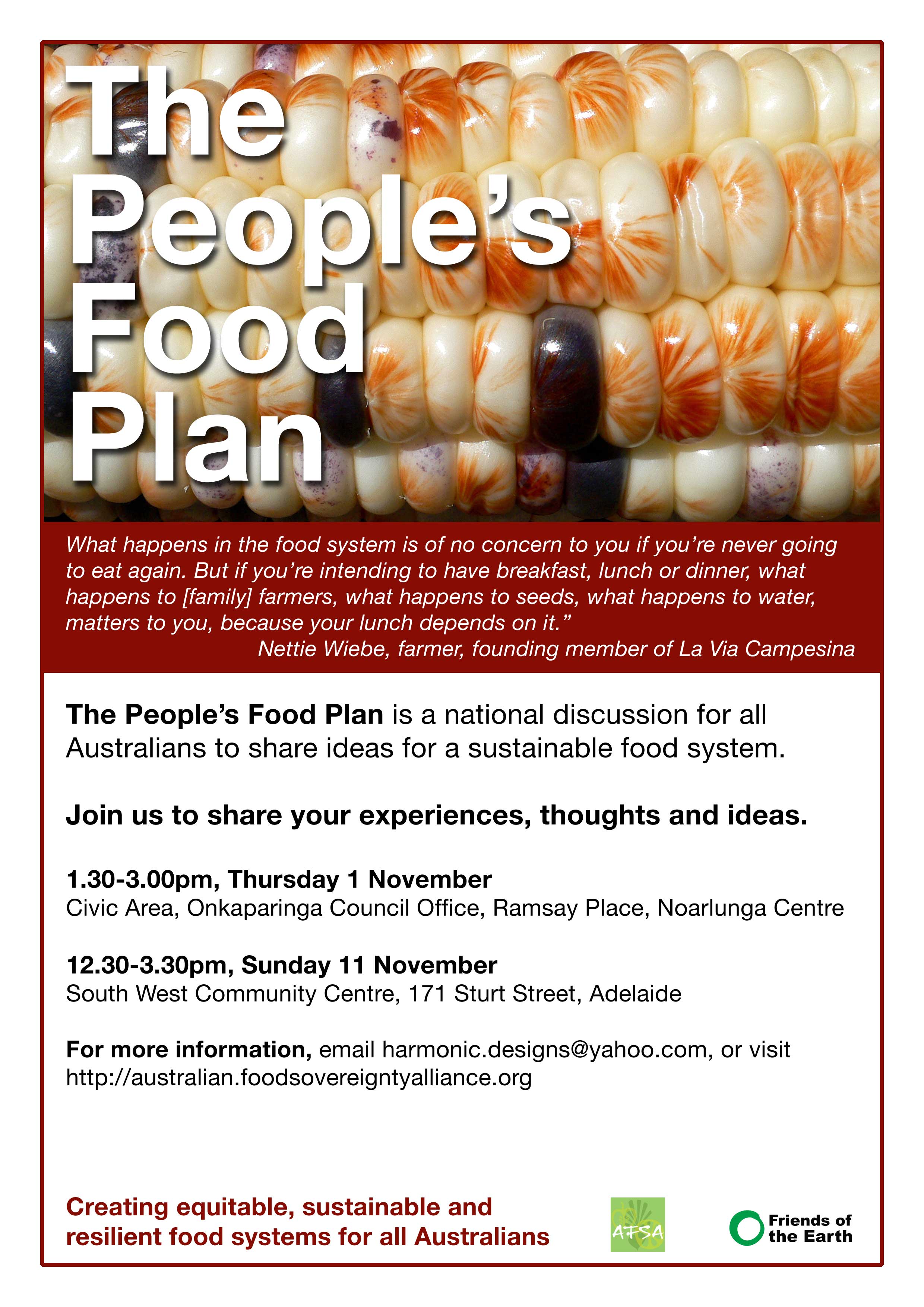 People's Food Plan Forums in Adelaide Australian Food Sovereignty