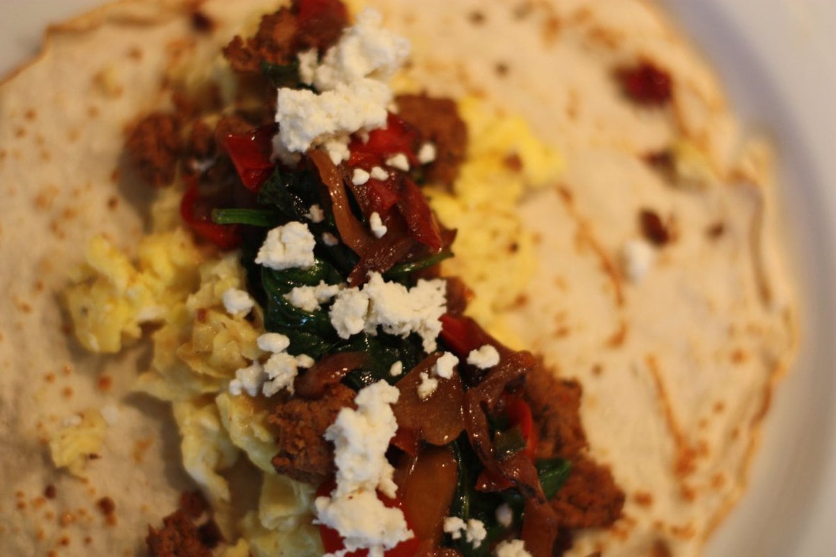 Breakfast Burrito with Turkey Chorizo Sausage Against All Grain