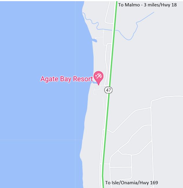 Map to Agate Bay Resort Agate Bay Resort on Mille Lacs Lake