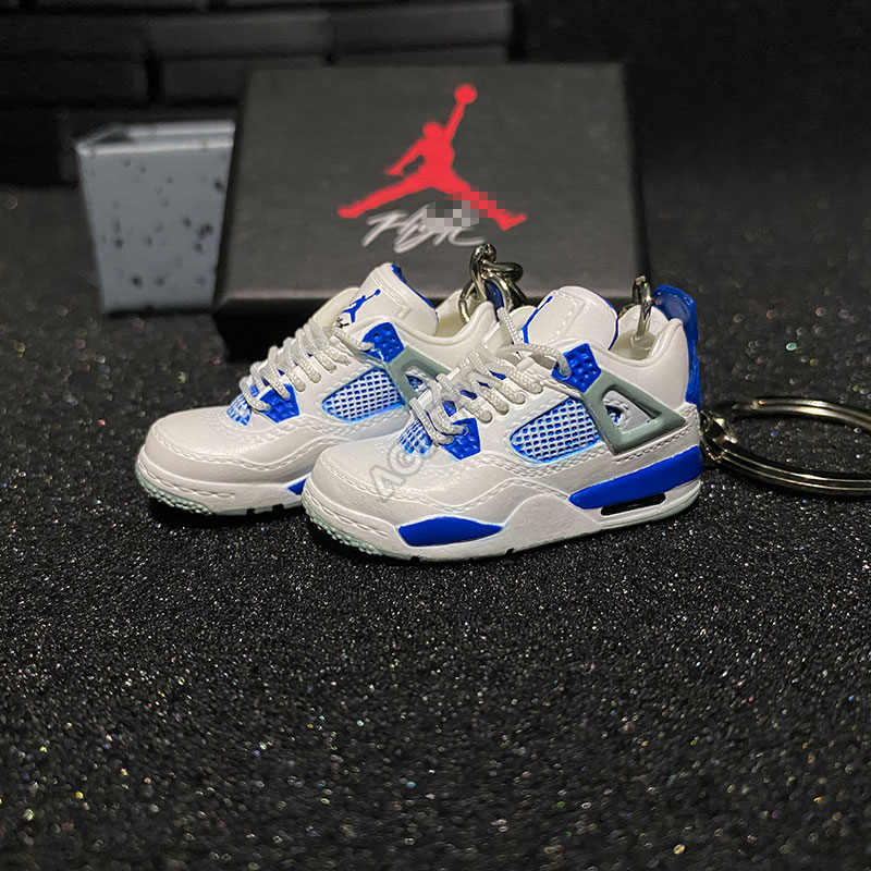 3D sneaker keychain wholesale mini shoe Jordan 4 Retro Military Blue