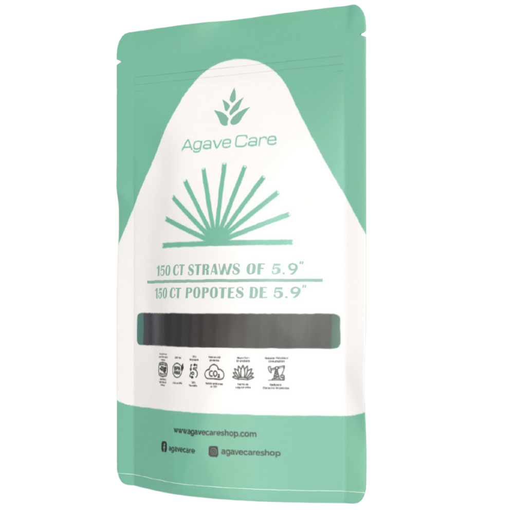 Agave Care Sustainable Agave Straws 5.9″ Black Unwrapped 150
