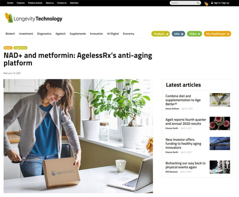 AgelessRx Platform Featured in Longevity.Technology AgelessRx