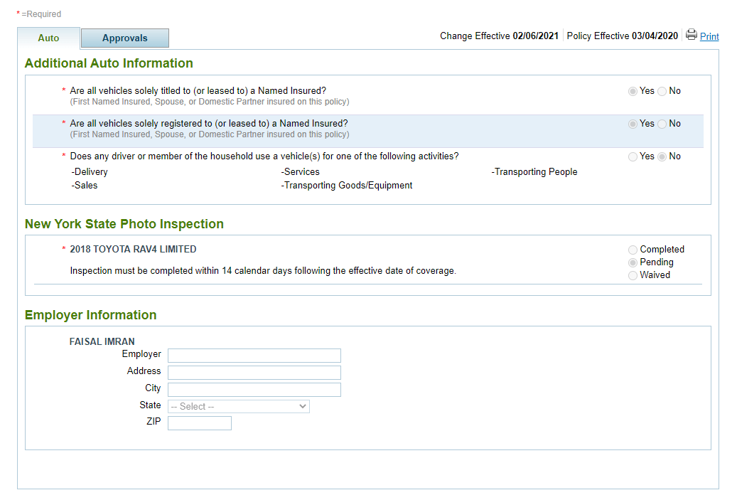 New York Mandatory Photo Inspection Agency Associates Insurance
