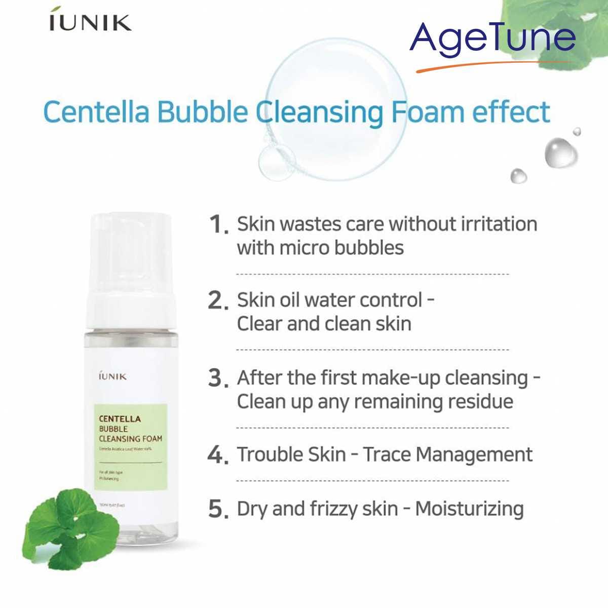 IUNIK Centella Bubble Cleansing Foam (150 Ml) Age Tune