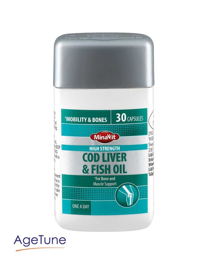 Minavit Cod Liver & Fish Oil 30 Tablets Age Tune