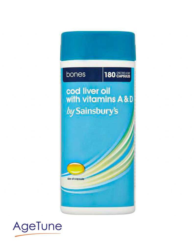 Sainsbury's Cod Liver Oil With Vitamins A & D 180 Tablets Age Tune