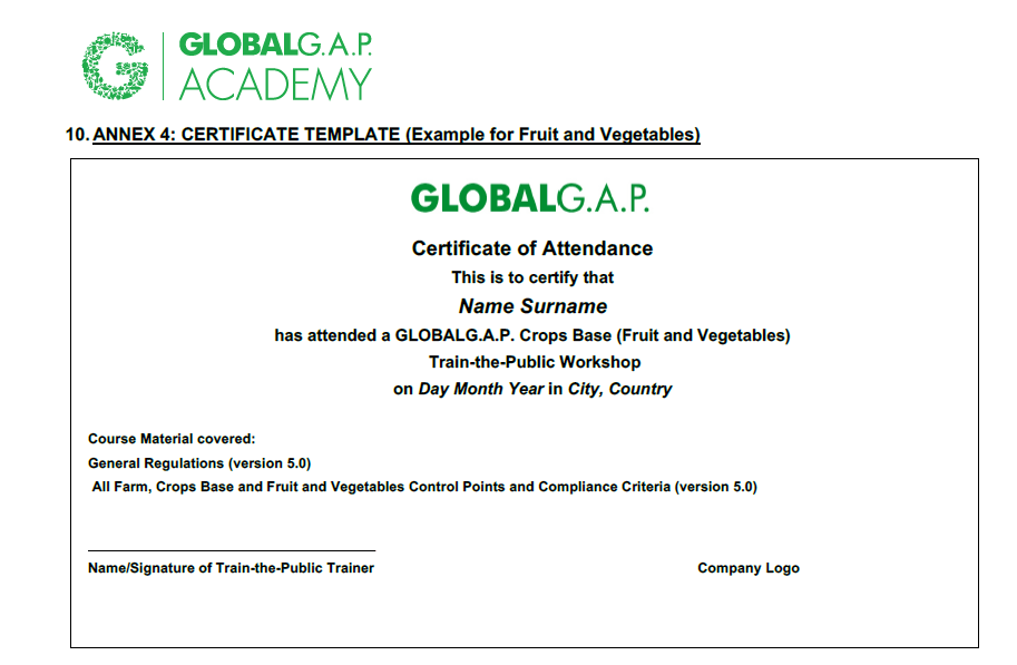 GLOBALG.A.P. Certification, Academy and Laboratory Services