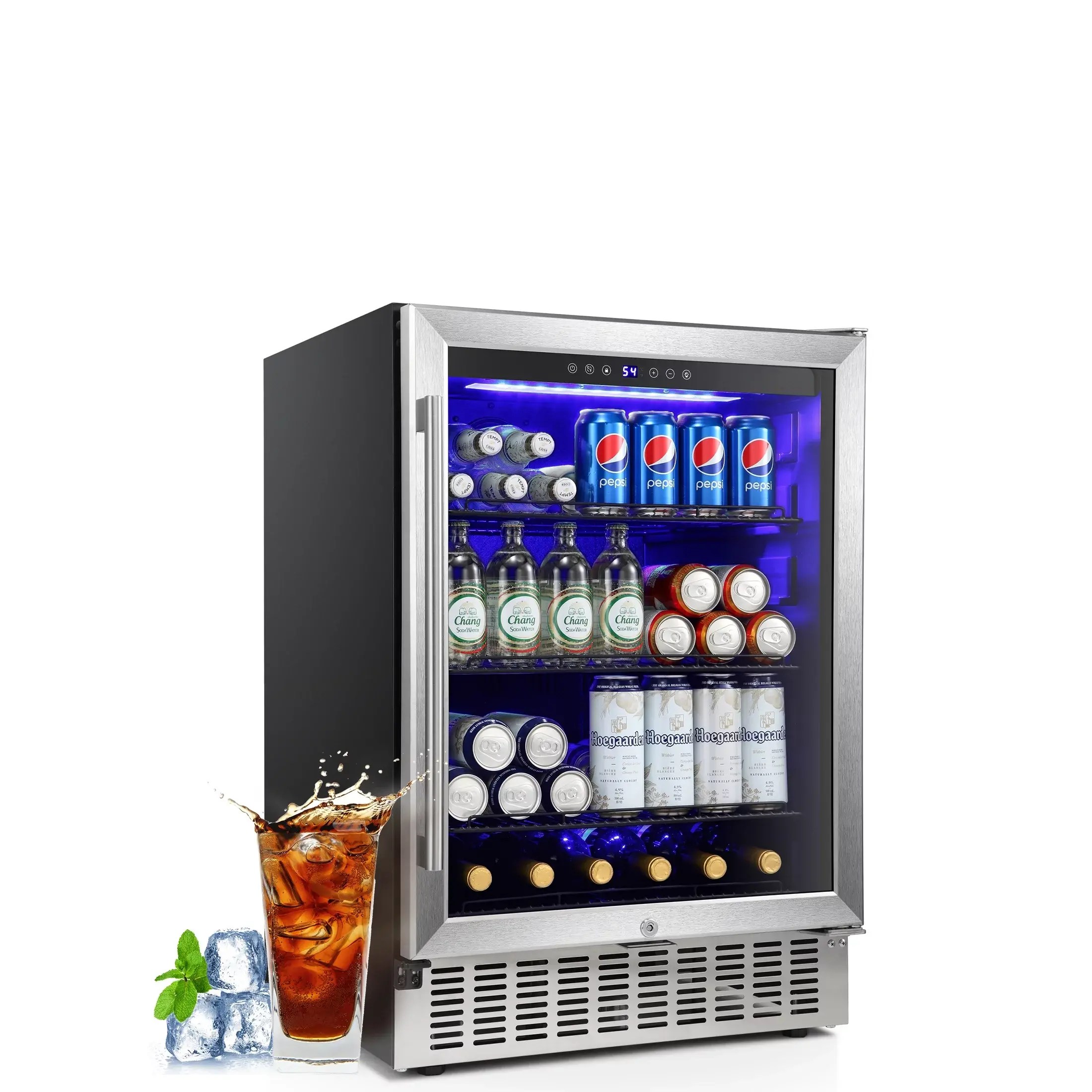 Antarcticstar 24 Inch Beverage Refrigerator Buitin Wine Cooler Clear