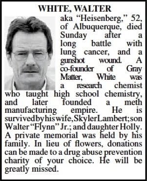 Breaking Bad Walter White S Albuquerque Obituary A Good Goodbye
