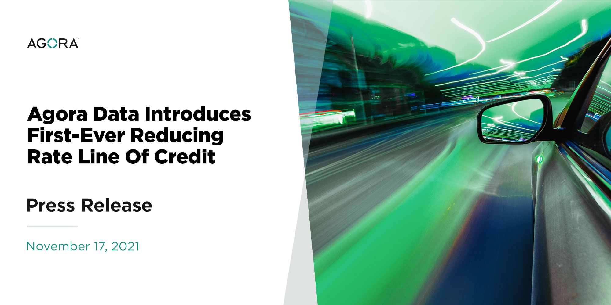 Agora Data Introduces FirstEver Reducing Rate Line of Credit Agora