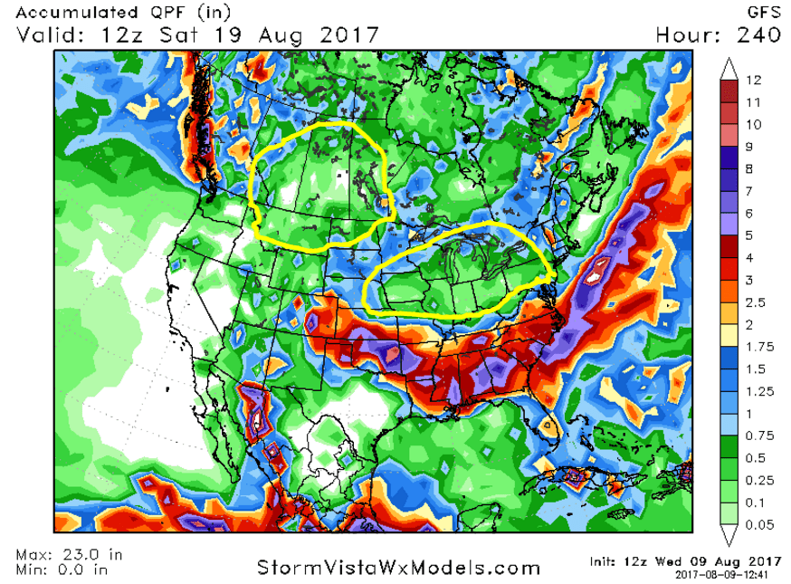 Midday GFS Extracts Rainfall in 14 day Midwest Forecast AgResource