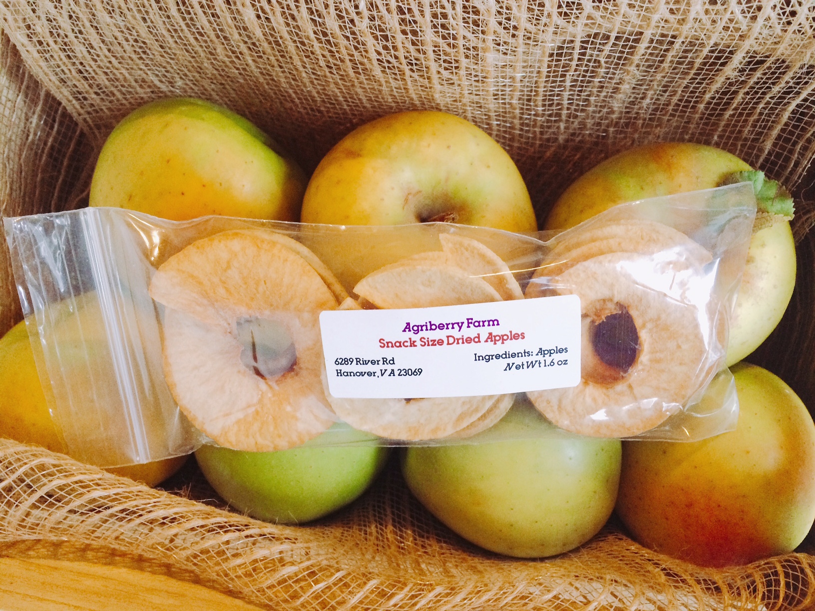 Gold Rush apples and apple chips Agriberry Farm CSA Virginia