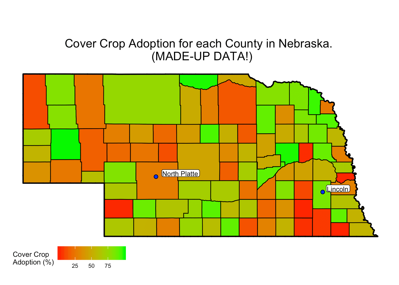 Nebraska state and counties boundary map with POI and spatial data