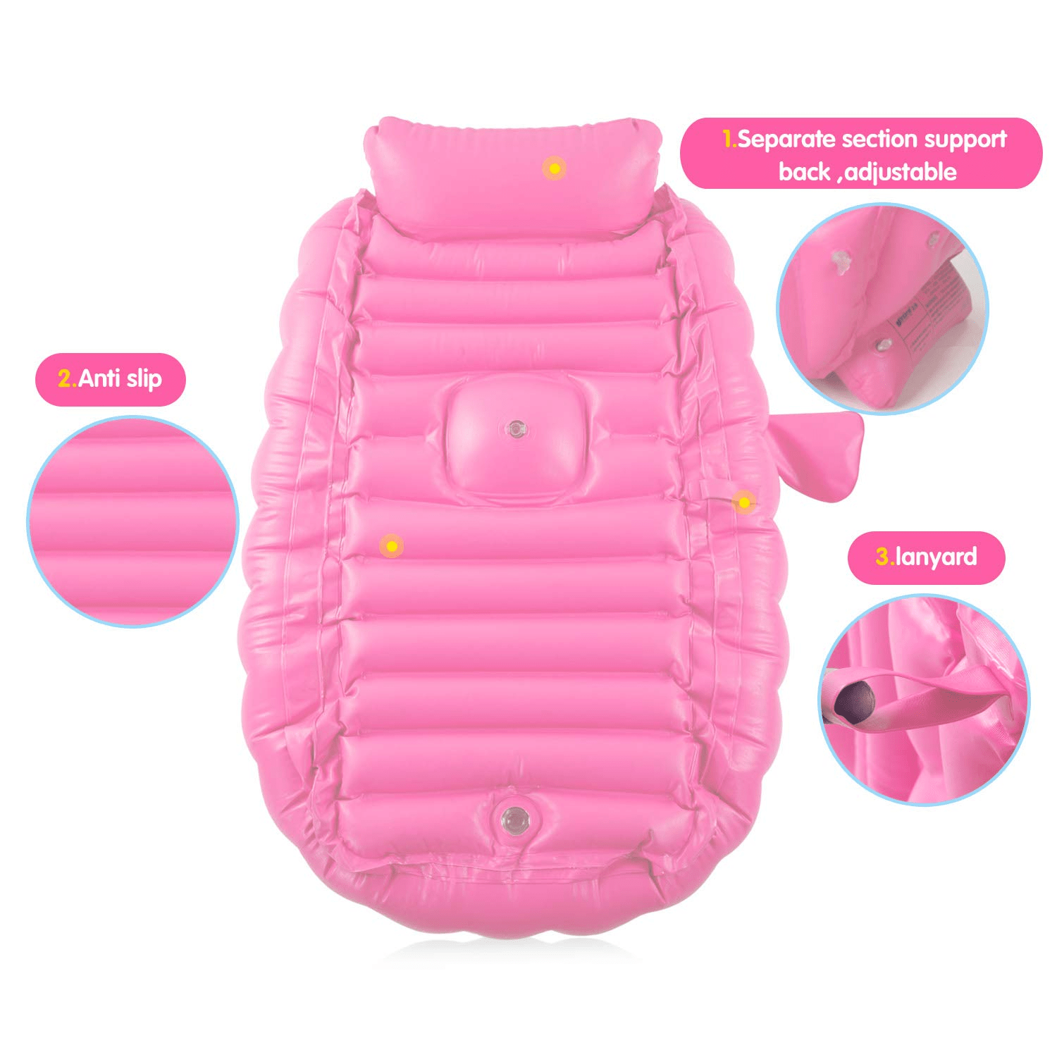 Portable Baby Inflatable Bath Tub NonSlip AntiFall Inflatable Folding