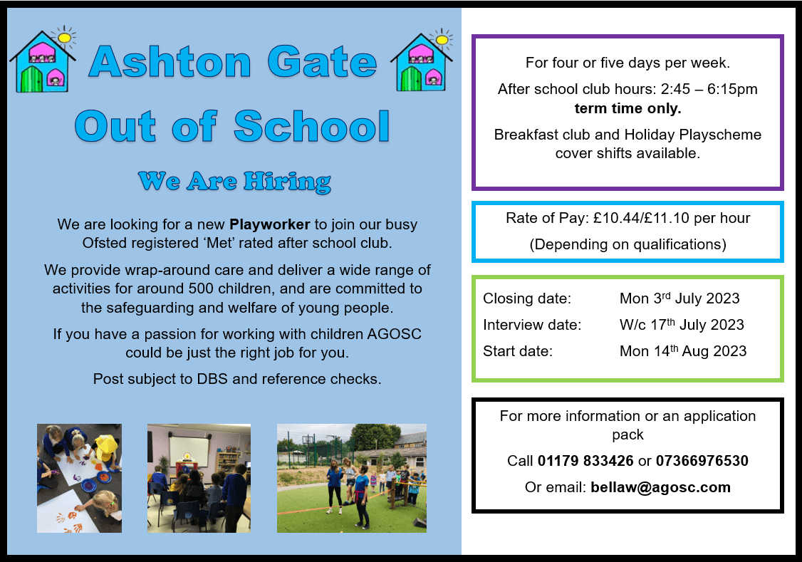 Our Vacancies Ashton Gate Out of School Care