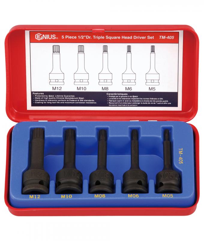 5 Piece 1/2" Dr. Triple Square Head Driver Set AG Tools