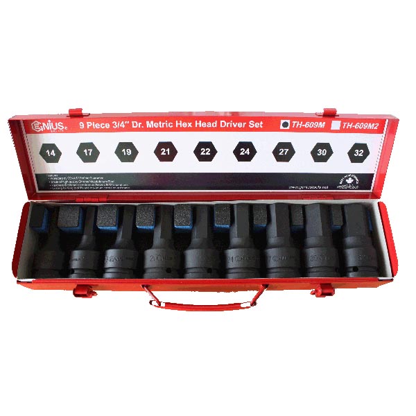 9 Pieces 3/4" Dr.Metric Hex Head Driver Set AG Tools