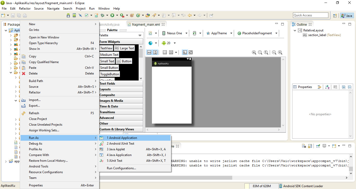 Membuat Aplikasi Dasar Menggunakan Eclipse ADT Bundle