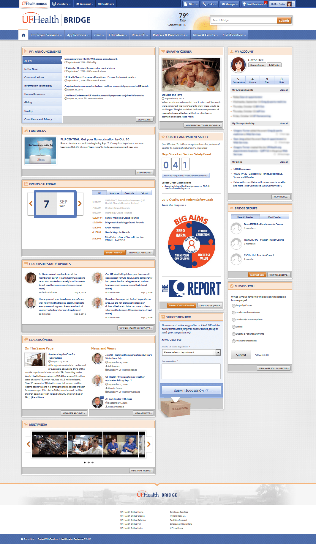Getting Started » Support & Training Web Services » UF Health(01)