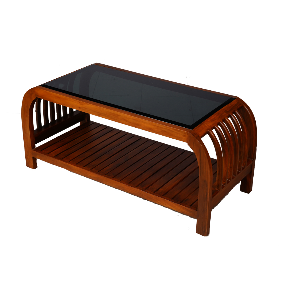 Arch Teapoy with Glass Top in Teak Wood Online