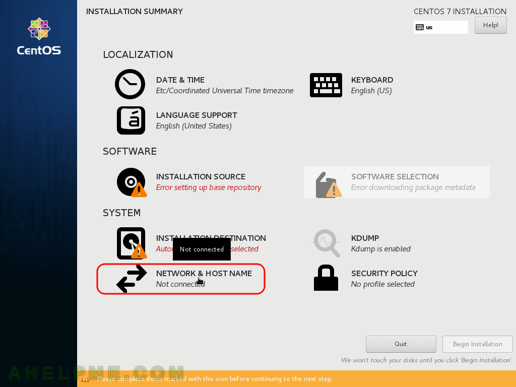 Howto do a netinstall of CentOS 7 (7.4.1708) minimal server