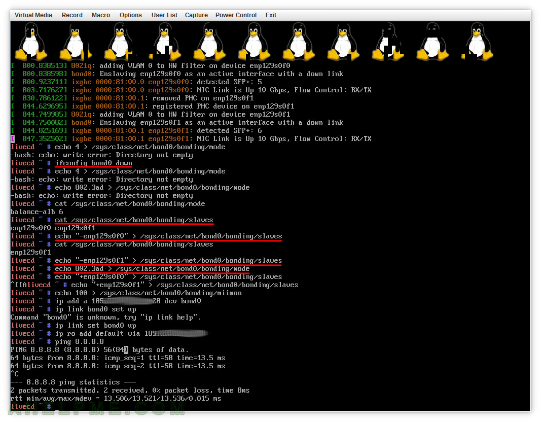 bonding write error device or resource busy operation not