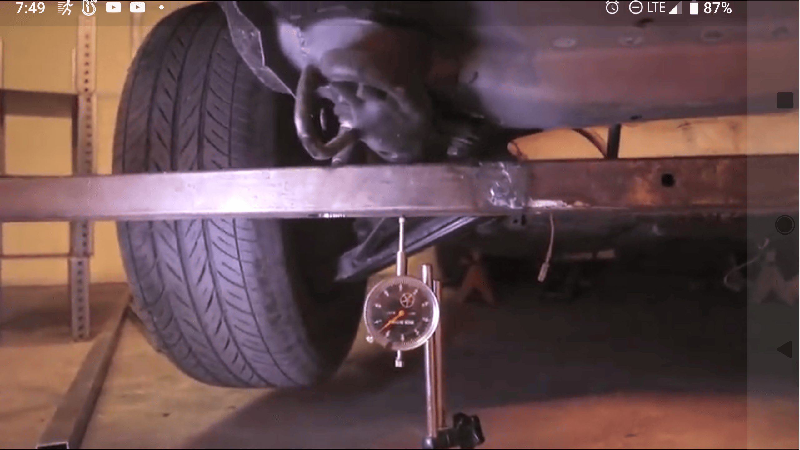 Dial Indicator setup on chassis to measure torsional deflection
