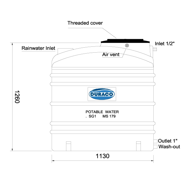 DURACO Water Tank Cylindrical 1000L AHLING WORLD