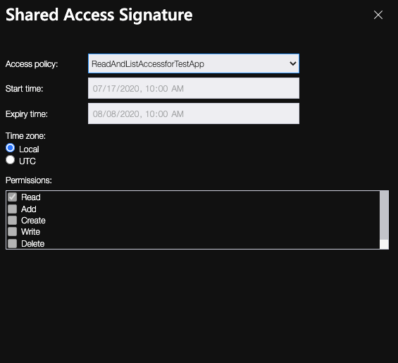 Securing Azure Storage with Stored Access Policy.