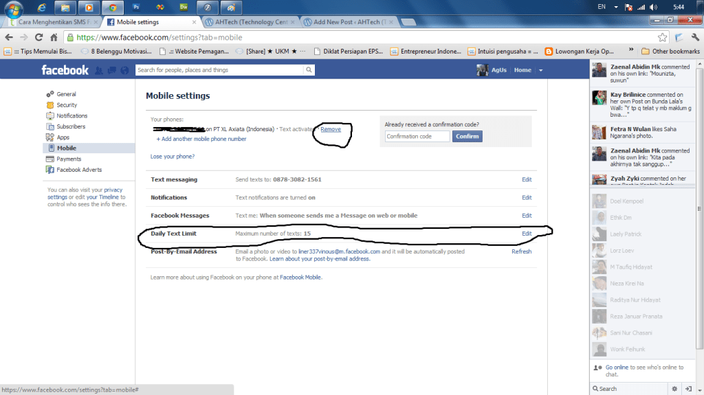 Stop SMS dari Facebook 32665 AHTech (Technology Center)