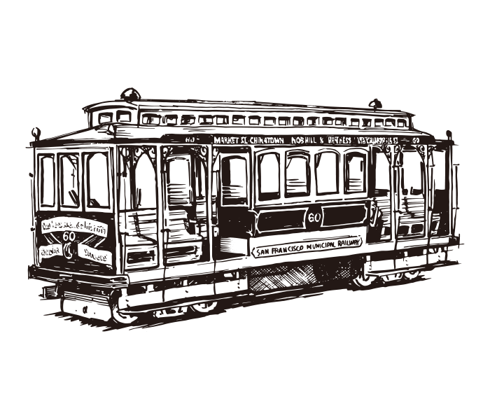 San Francisco cable car / Drawing / Sketch ai illustrator file US5.00 each Ai & PNG File