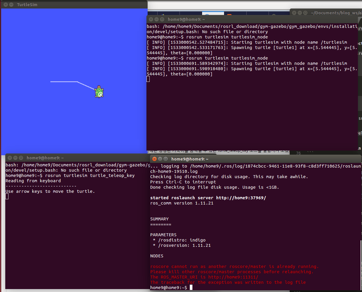 ROS basic and turtlebot example, Ubuntu command error Artificial