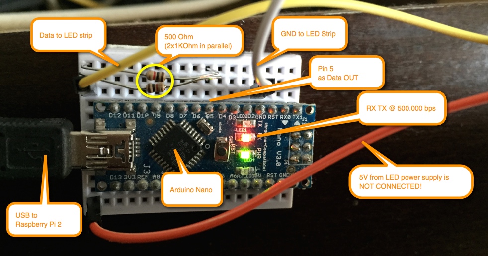 Rgb Delight Raspberry Pi2 Arduino Nano Ws2812b Using Hyperion