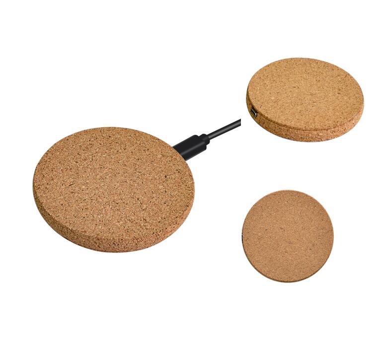 Patent 100 ecofriendly cork wireless charger 10W round sahpe AiAude