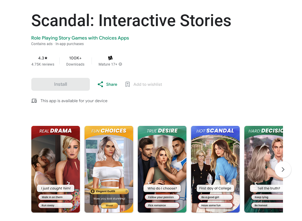 Scandal Interactive Stories