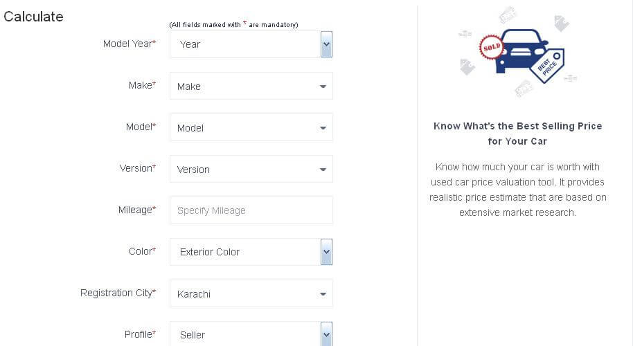 PakWheels tests usedauto price calculator AIM Group