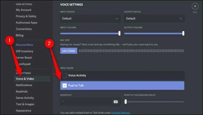Use Push To Talk Option