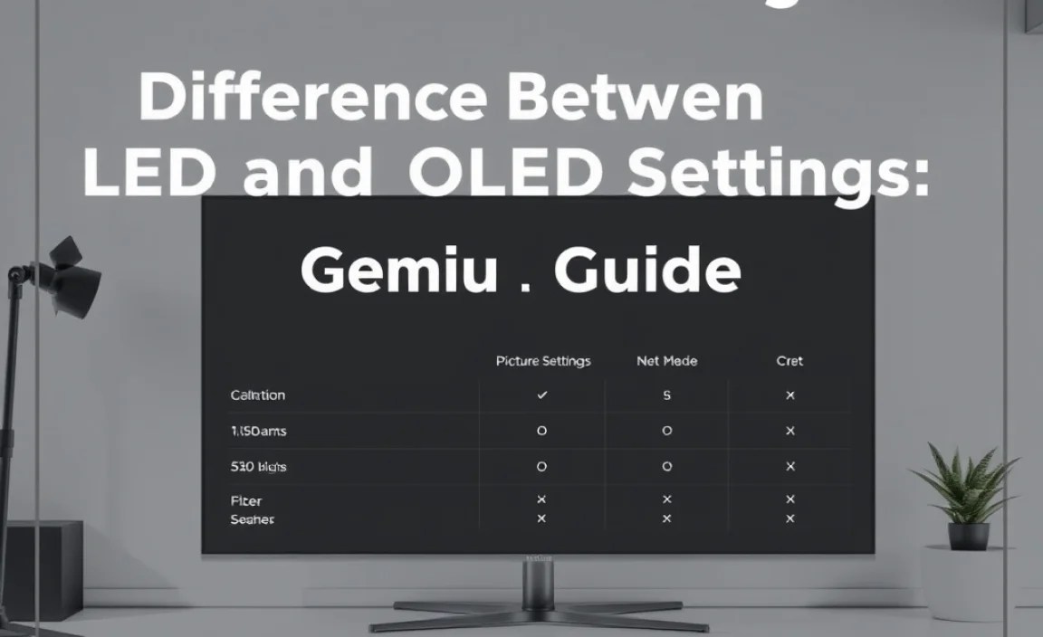 Picture Settings Comparison Table