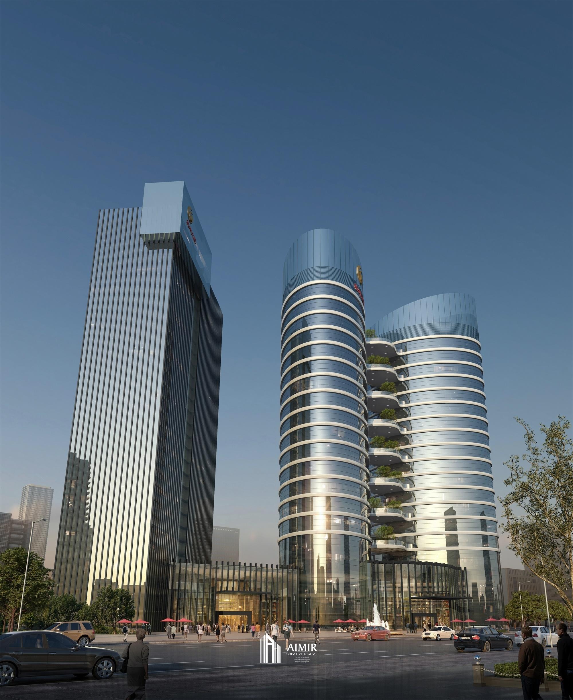 Highrise office building renderings. AIMIR CG
